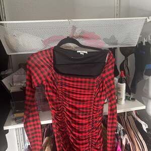 Bar III Womens Checkered Square Neck Mesh Overlay Ruched Mini Dress